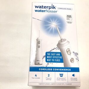 New Waterpik Cordless Pearl Rechargeable Portable Water Flosser for Teeth, Gums